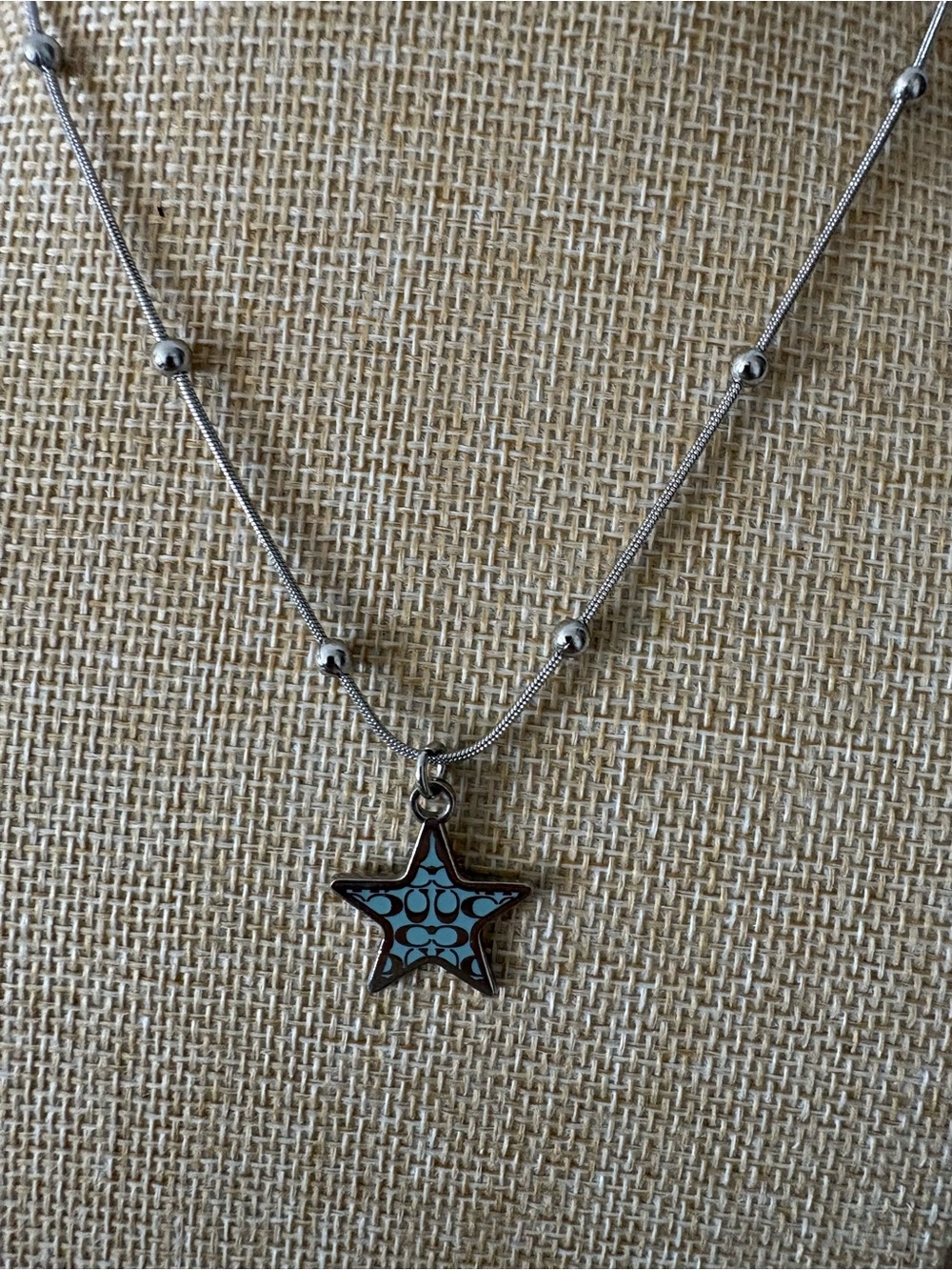 Coach Y2K signature collection- Blue Star Pendant Necklace  Silver Chain